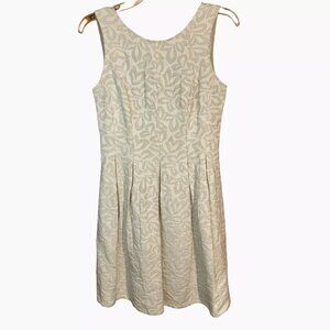 Mystic Los Angeles Cotton/Linen Sleeveless Box Pleat Texture Brocade Dress Sz S